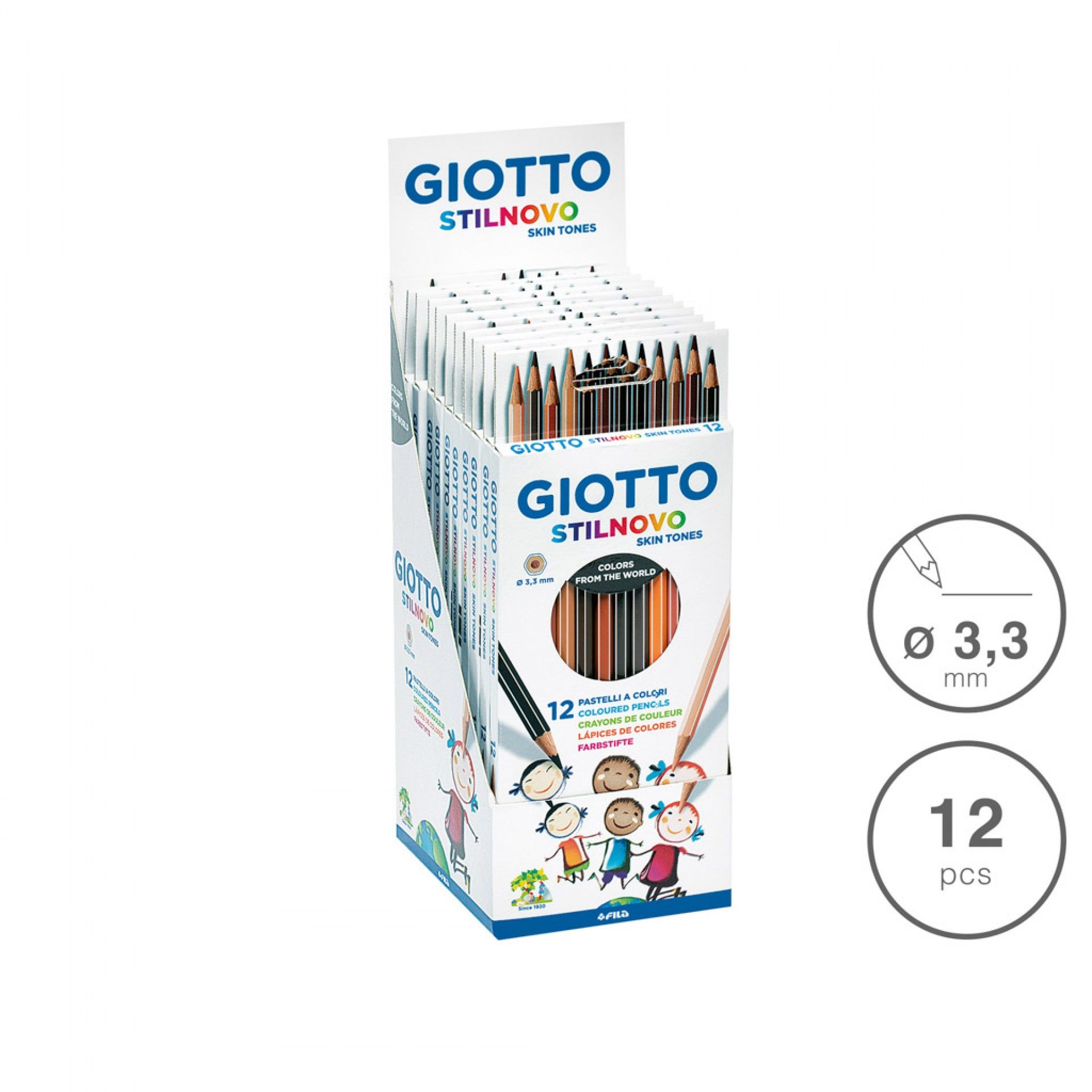 Lápis Cor Giotto Stilnovo Skin Tones 3.3mm 12 Cores