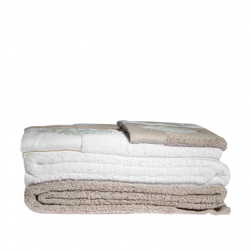 Jogo Banho 100% Algodo Moldura 6 Cinza 6 Peas