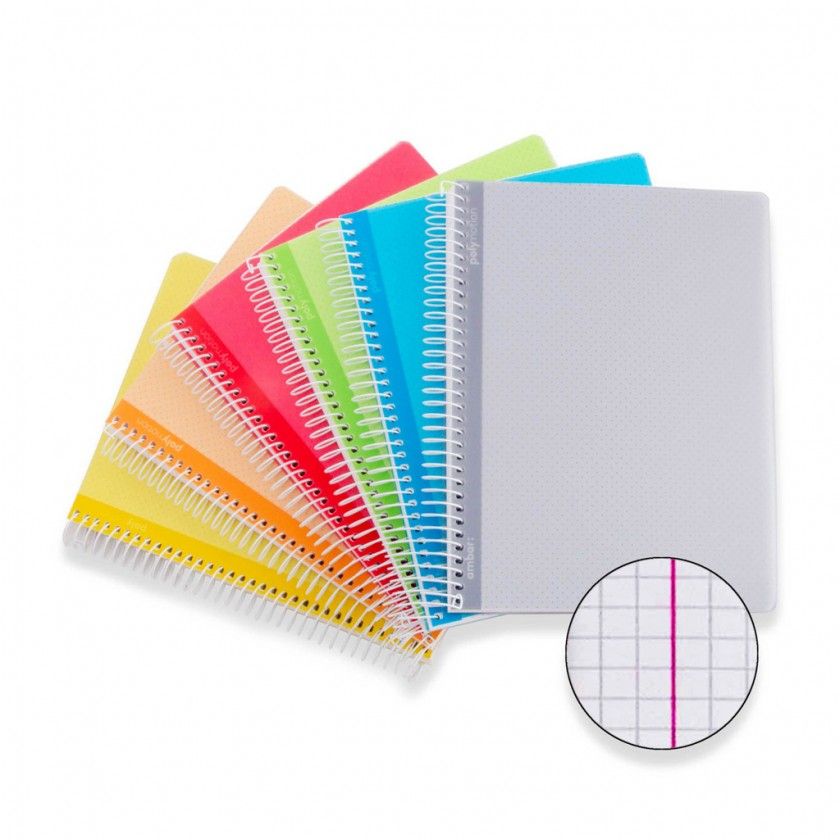 AMBAR POLIPRO CADERNO ESPIRAL PP 80F 90G QUADRICULADO