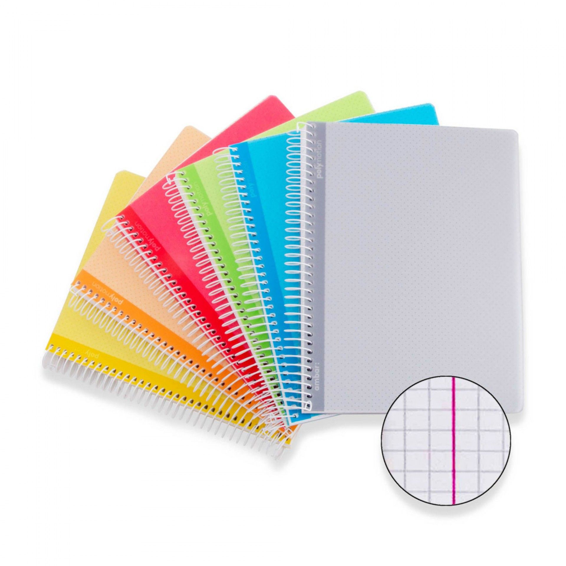 AMBAR POLIPRO CADERNO ESPIRAL PP 80F 90G QUADRICULADO