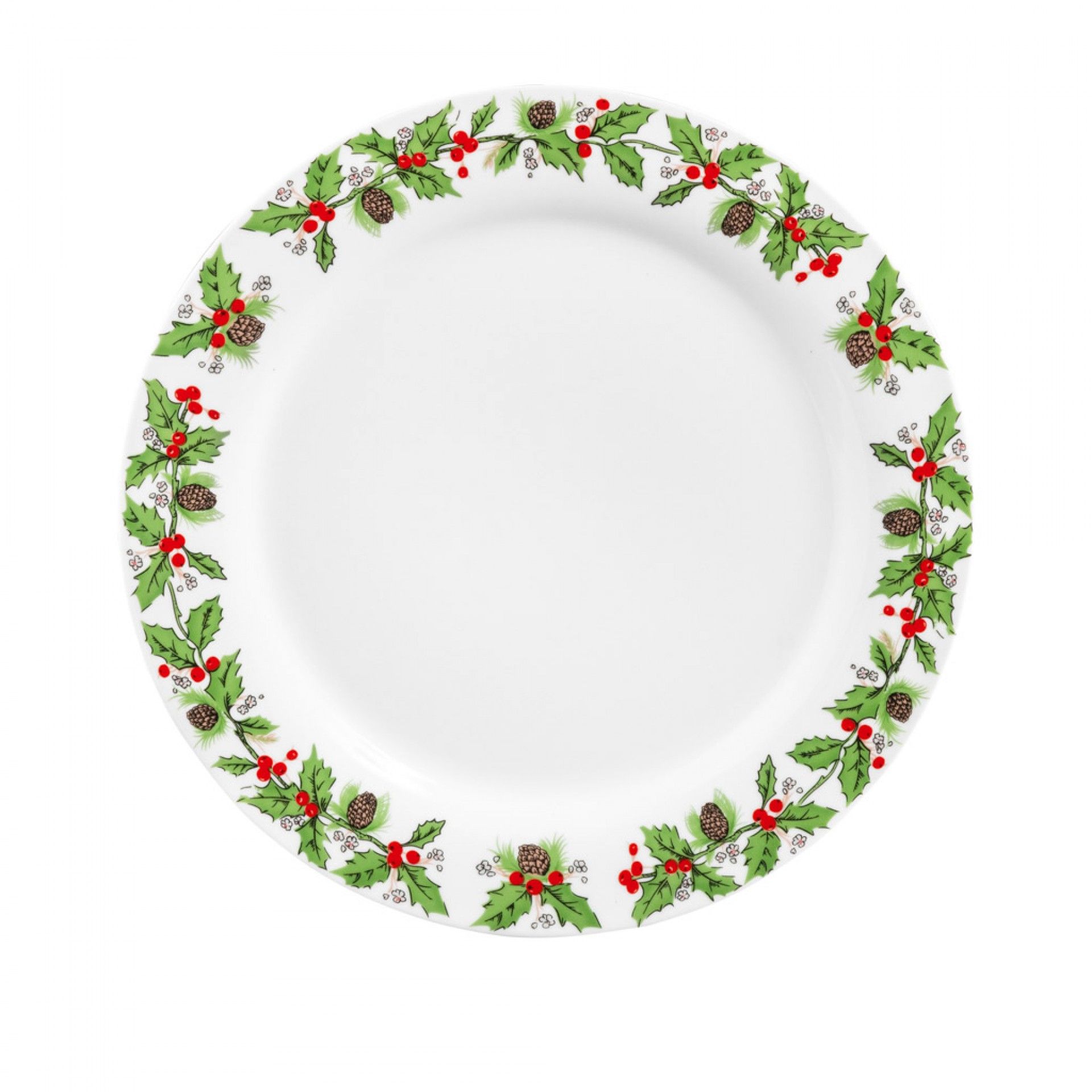 Prato Porcelana Azevinho Marcador Redondo 30cm