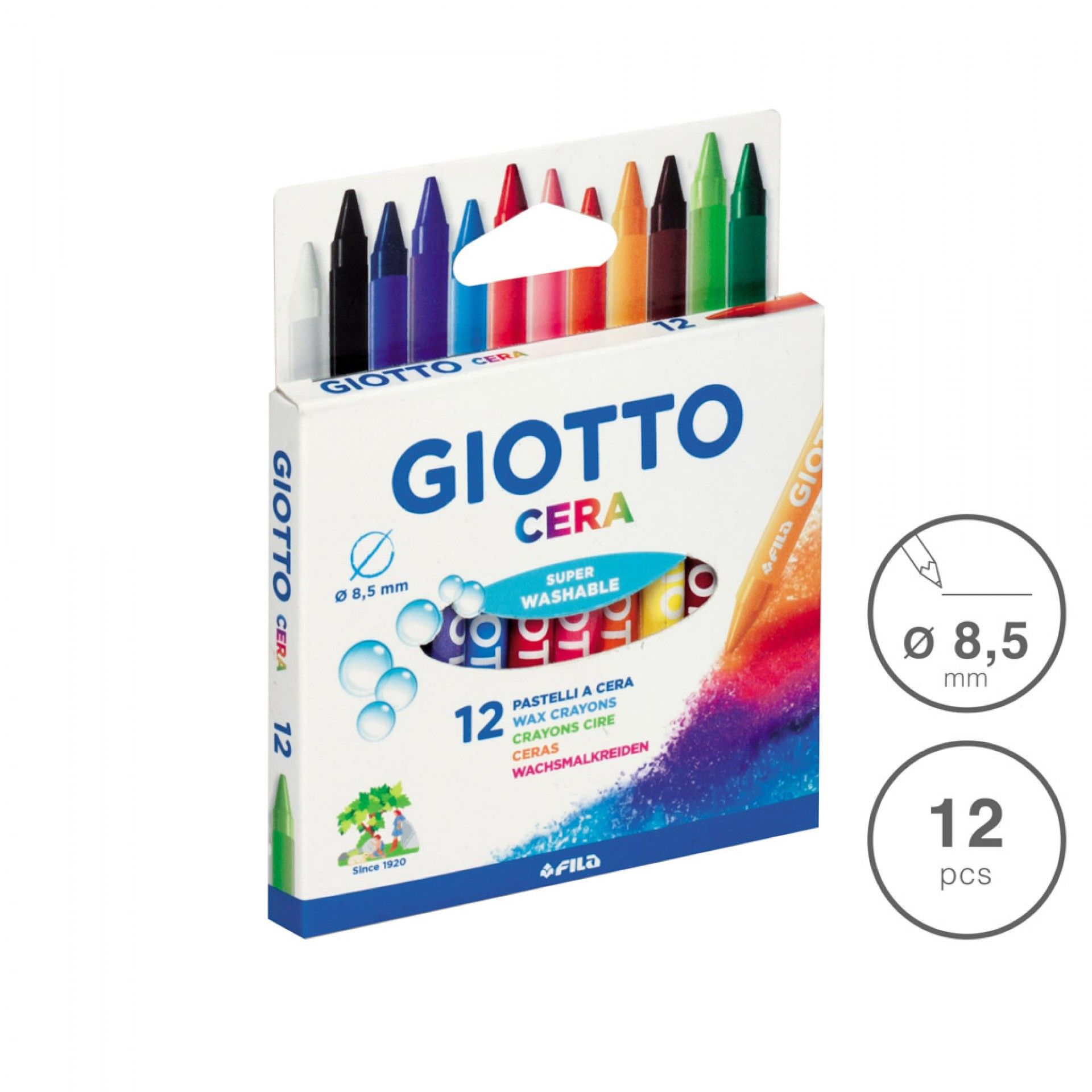 Lápis Cera Giotto 8.5mm 12 Cores