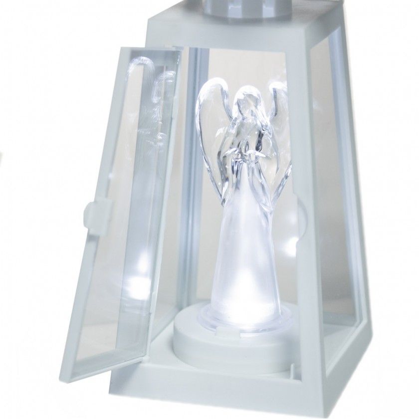 Lanterna Led Anjo Branco 10X20.5X27cm Lanterna Led Anjo Branco 10X20.5X27cm