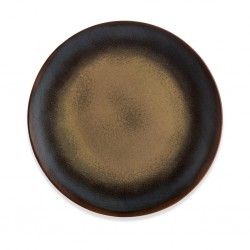 Prato Porcelana Lava Sobremesa Castanho 20X2cm