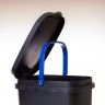 Balde Lixo Eco Preto com Base / Aro Azul 30l 49X24.5X34cm