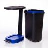 Balde Lixo Eco Preto com Base / Aro Azul 30l 49X24.5X34cm