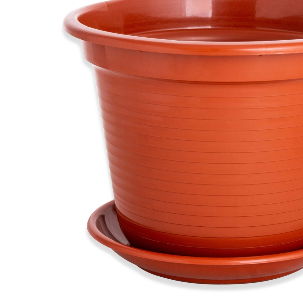 Prato para Vaso Tradicional Brilho Redondo Castanho 25cm