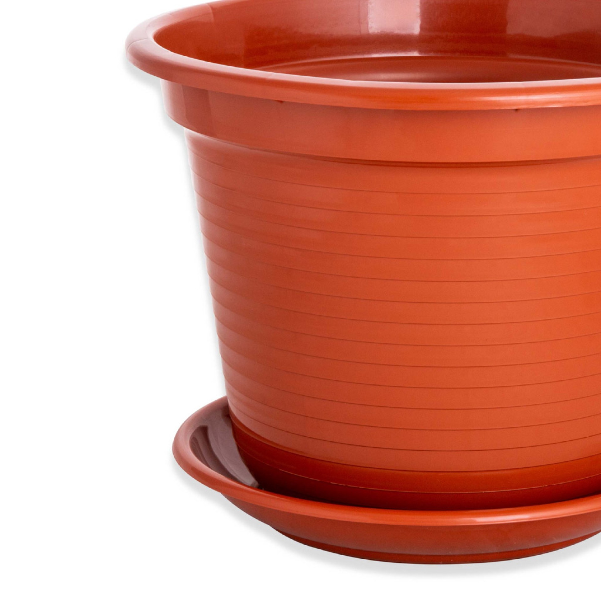 Prato para Vaso Tradicional Brilho Redondo Castanho 25cm