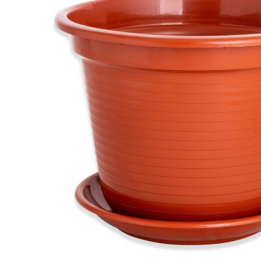 Prato para Vaso Tradicional Brilho Redondo Castanho 25cm