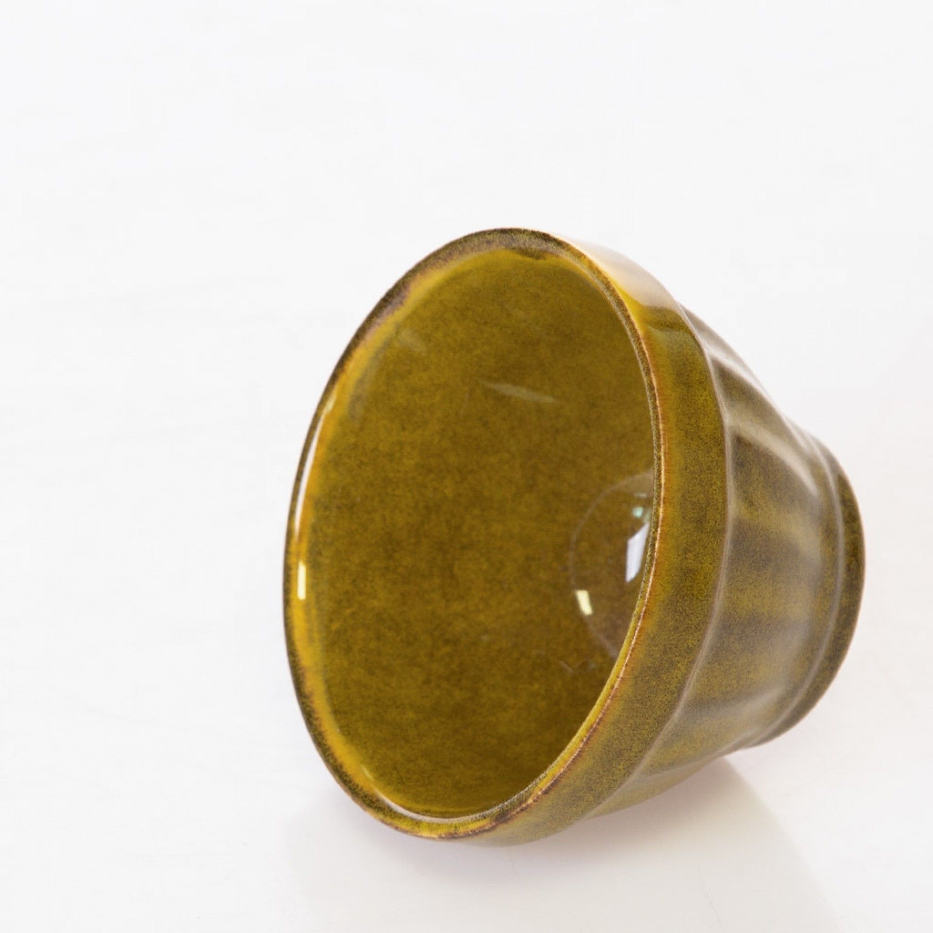 Taça Porcelana Serton Linhas Redondo Amarelo 150ml 9X6cm