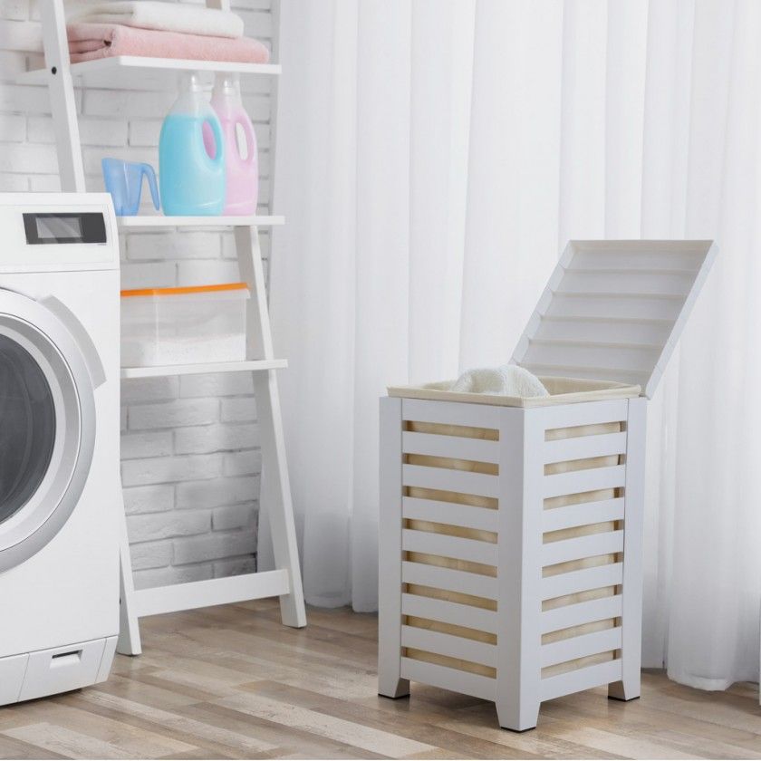 Cesto Roupa Lombok Branco 34X34X58cm