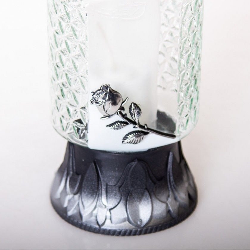 Candeeiro Vidro Prateado 11X26cm Candeeiro Vidro Prateado 11X26cm