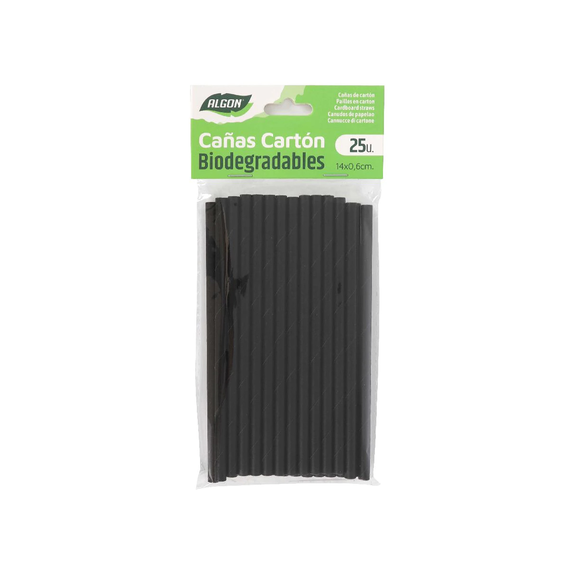 Palhinha Cartão Biodegradável Preto 0.6X14cm Pack 25