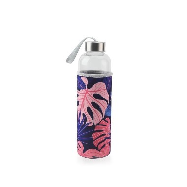 Garrafa Água Vidro com Capa 600ml 7X25cm