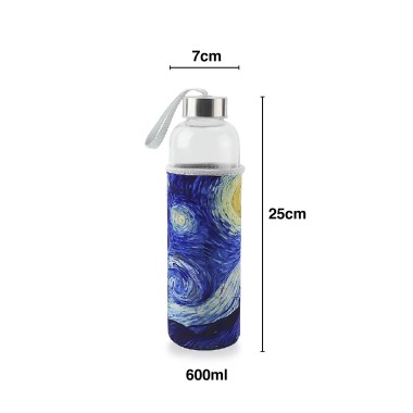 Garrafa Água Vidro com Capa 600ml 7X25cm