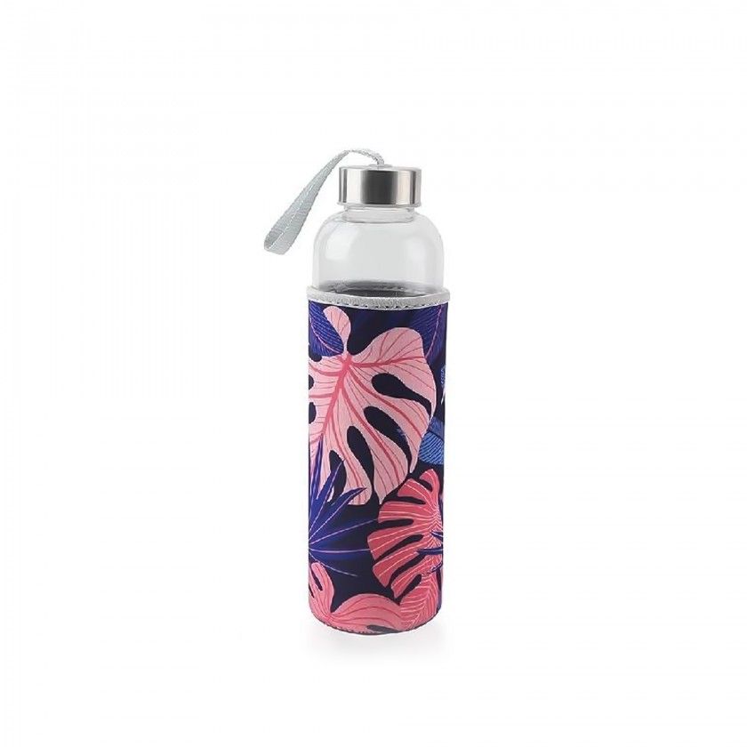 Garrafa gua Vidro com Capa 600ml 7X25cm