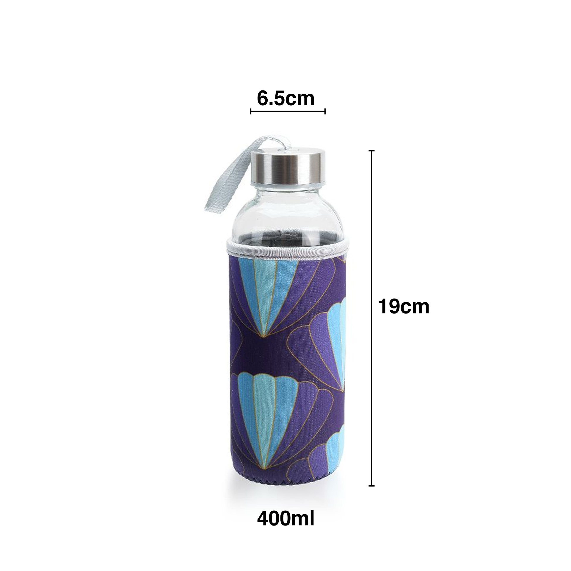 Garrafa Água Vidro com Capa 400ml 6.5X19cm