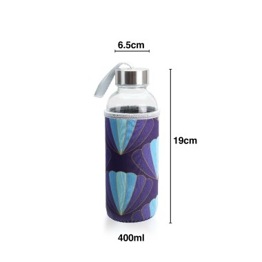 Garrafa Água Vidro com Capa 400ml 6.5X19cm