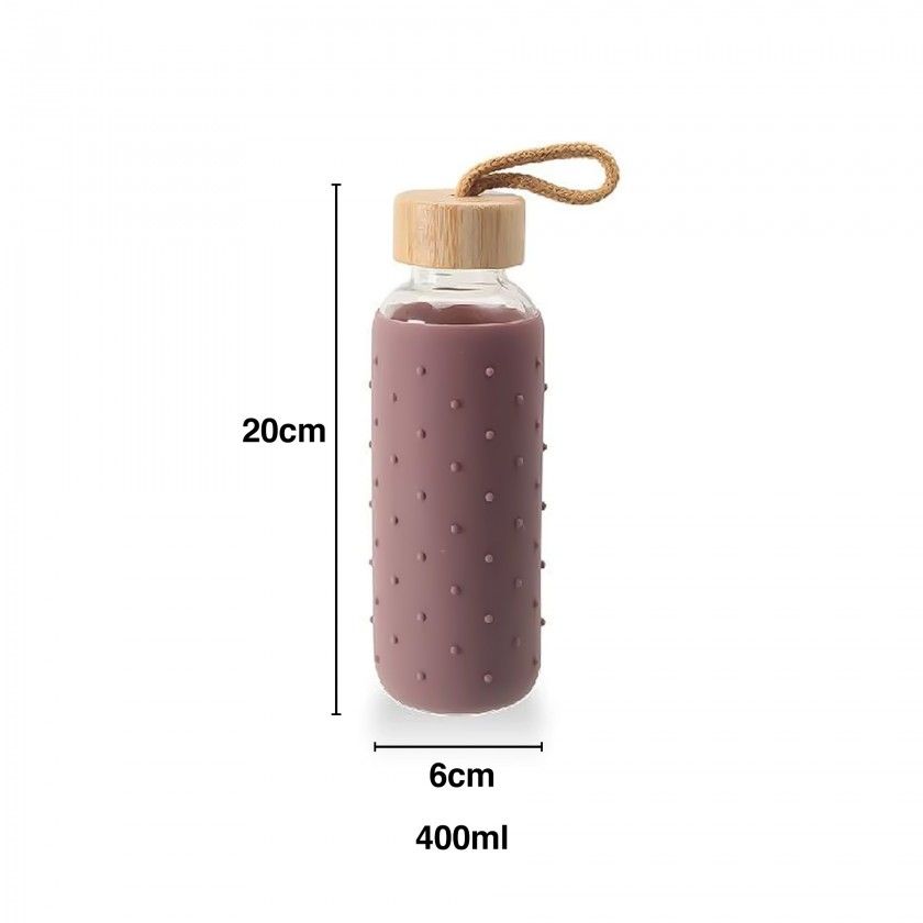 Garrafa Água Vidro / Silicone 400ml 6X20cm Garrafa Água Vidro / Silicone 400ml 6X20cm