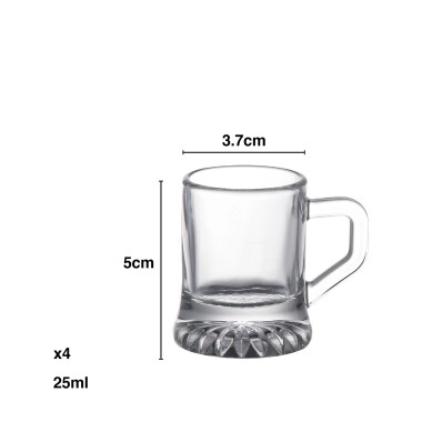 Copo Shot com Asa Royal Gold 25ml 3.7X5cm Pack 4