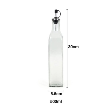 Galheteiro Vidro Tampa Inox Anna Liso 500ml 5.5X5.5X30cm