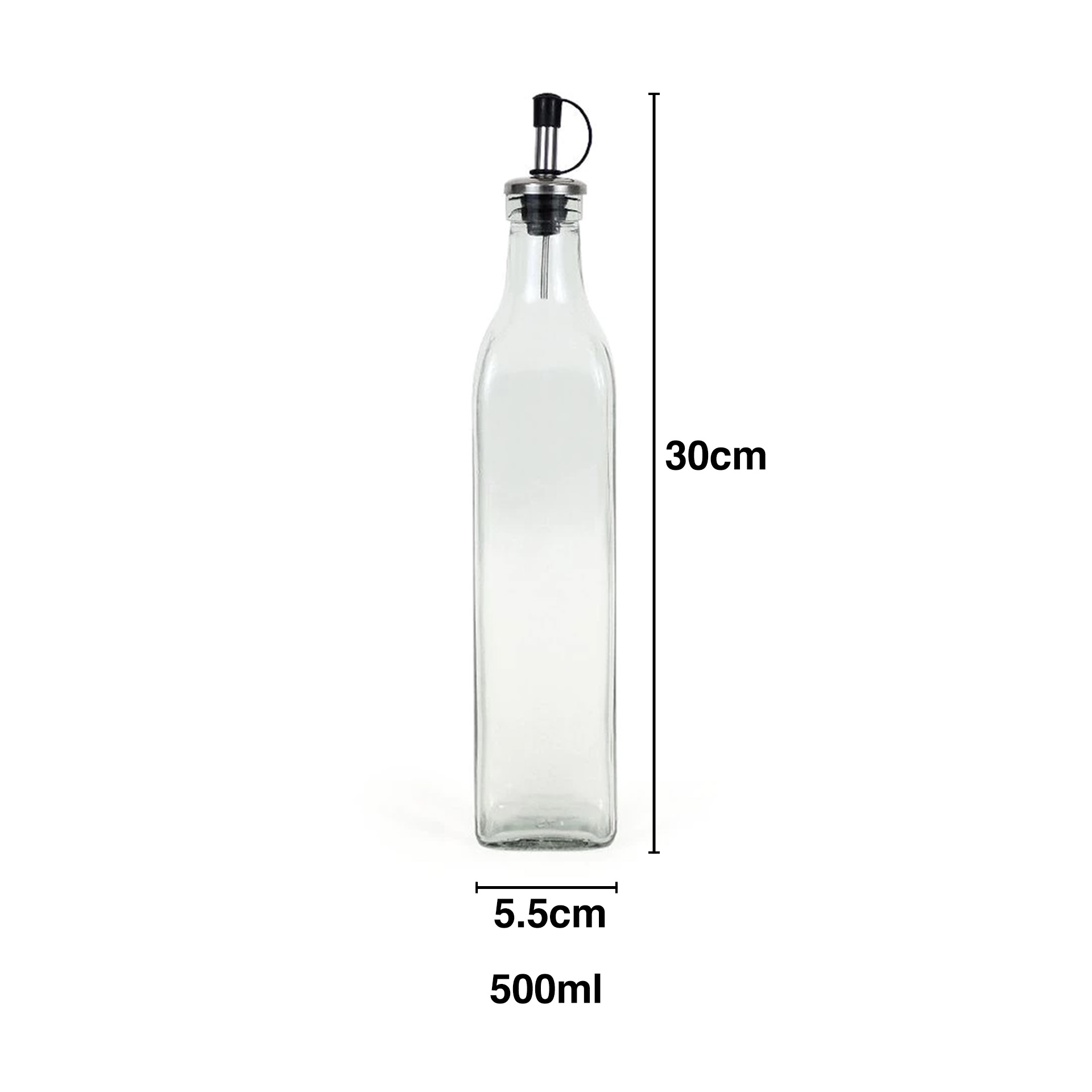 Galheteiro Vidro Tampa Inox Anna Liso 500ml 5.5X5.5X30cm