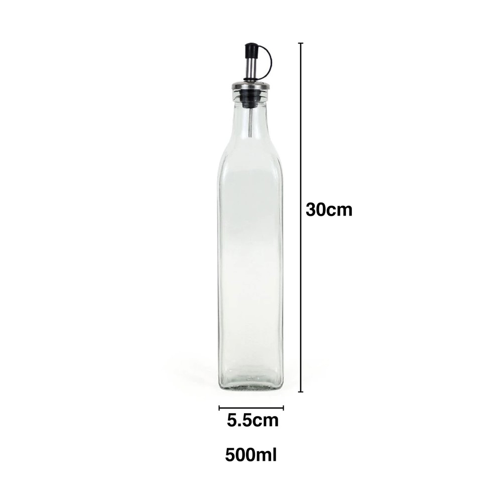 Galheteiro Vidro Tampa Inox Anna Liso 500ml 5.5X5.5X30cm