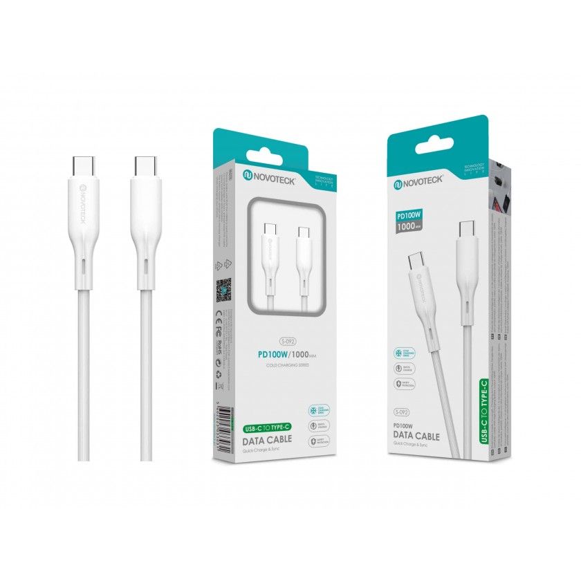 Cabo Dados Pd Type-C para Type-C Branco 1M 100W Fast Charge Cabo Dados Pd Type-C para Type-C Branco 1M 100W Fast Charge