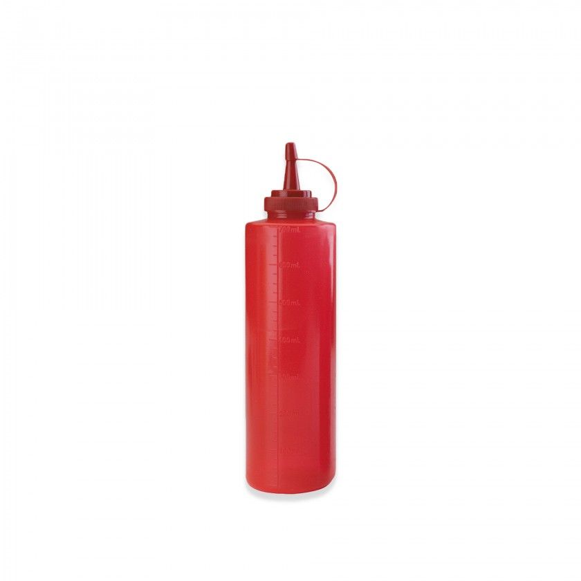 Frasco Molho Plstico com Tampa Vermelho 250ml 5X19cm
