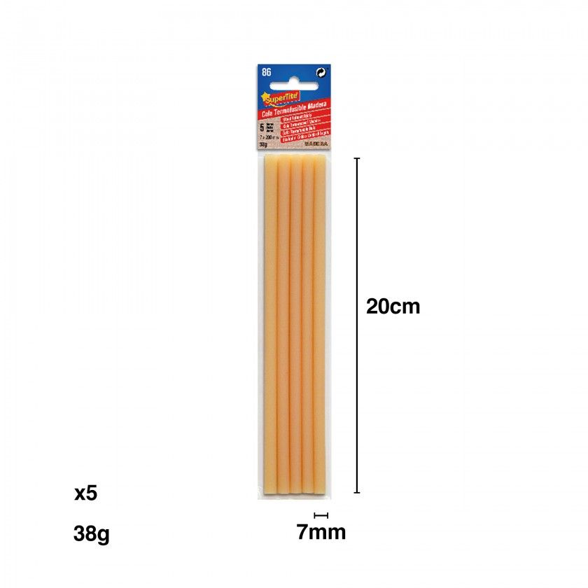 Cola Quente Supertite para Pistola Madeira 38gr 7mmx20cm Pack 5 Cola Quente Supertite para Pistola Madeira 38gr 7mmx20cm Pack 5