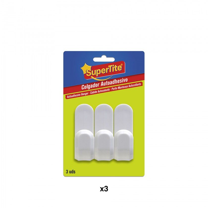 Cabide Adesivo Plástico Branco Pack 3 Cabide Adesivo Plástico Branco Pack 3