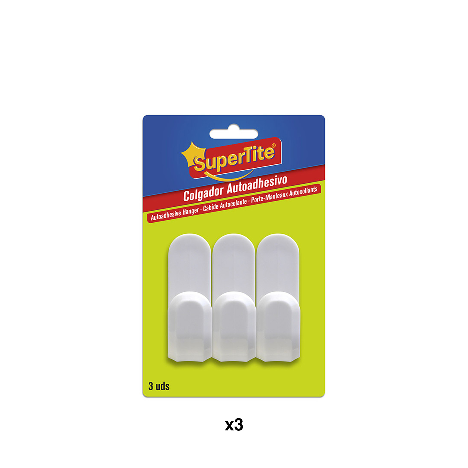 Cabide Adesivo Plástico Branco Pack 3