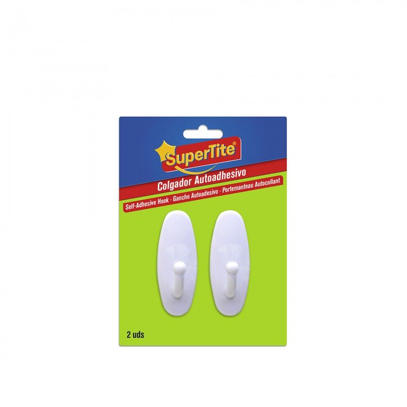Cabide Adesivo Plstico Branco 6cm Pack 2