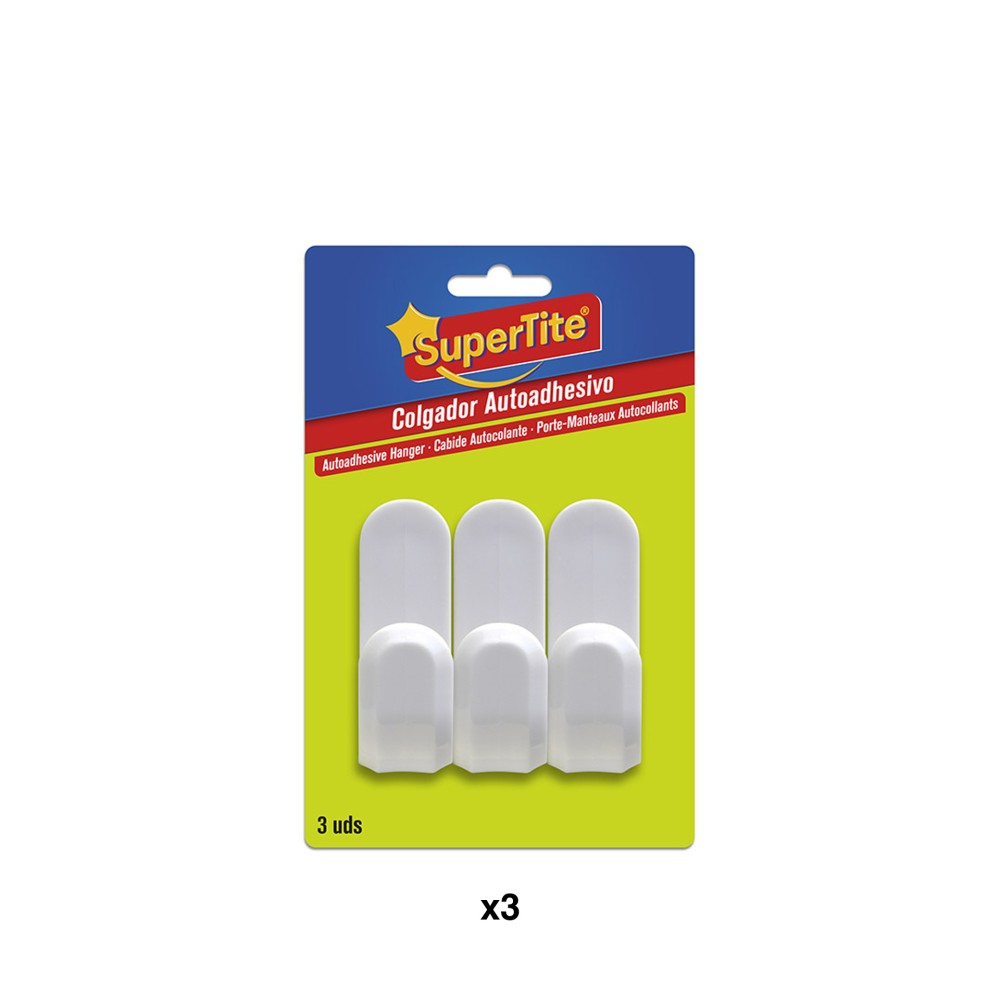 Cabide Adesivo Plástico Branco Pack 3