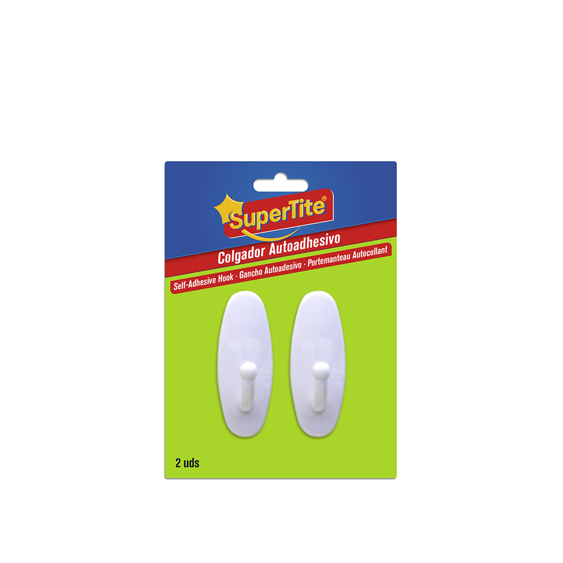 Cabide Adesivo Plástico Branco 6cm Pack 2