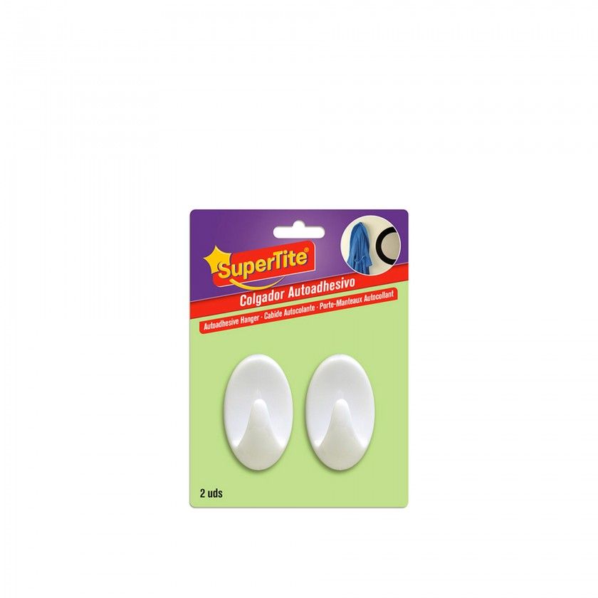 Cabide Adesivo Plstico Branco 5cm Pack 2