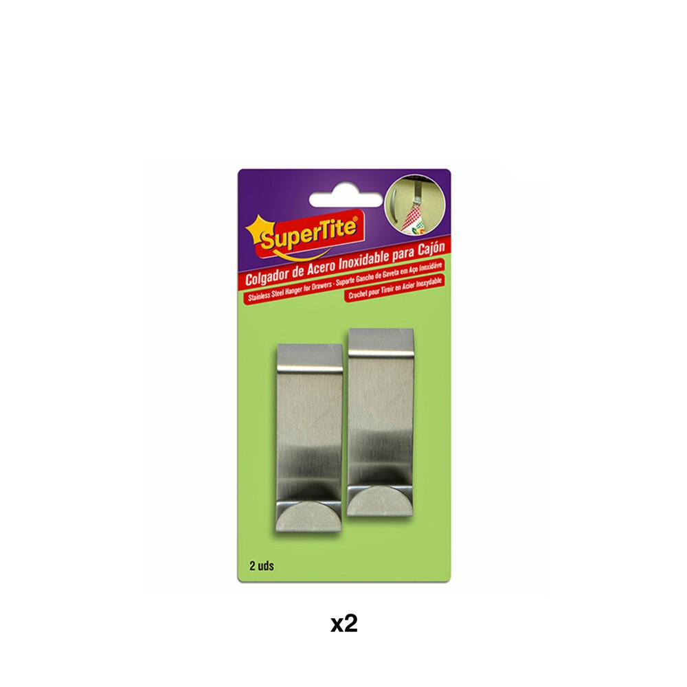 Cabide Adesivo Inox para Gaveta Pack 2