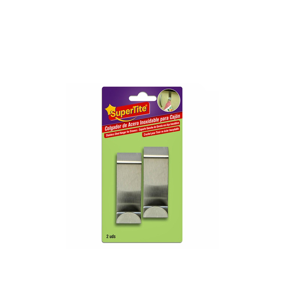 Cabide Adesivo Inox para Gaveta Pack 2