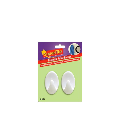 Cabide Adesivo Pl�stico Branco 5cm Pack 2 - Image product