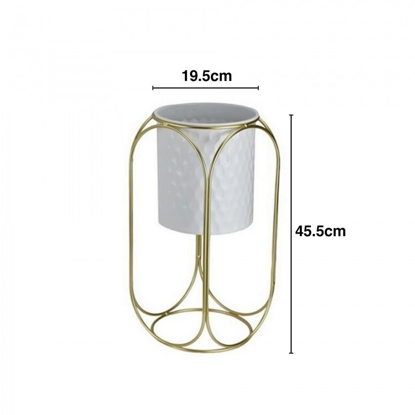 Vaso Branco Base Dourada Redondo Vaso Branco Base Dourada Redondo