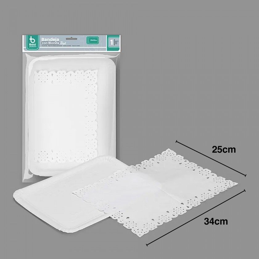 Naperon Papel com Bandeja Retangular Branco
