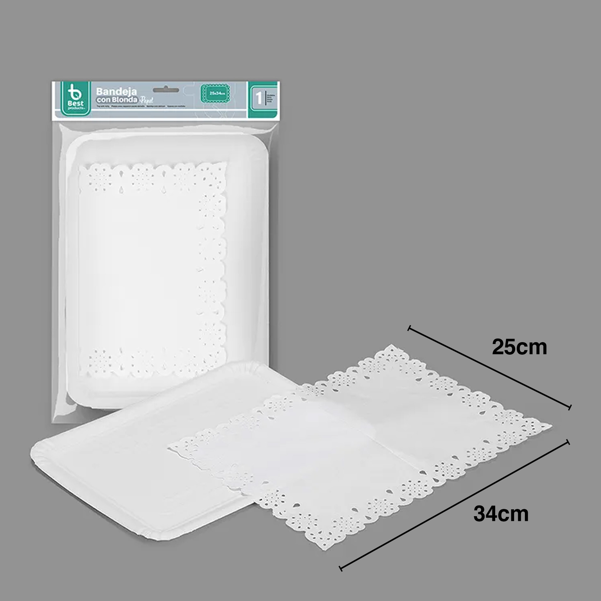 Naperon Papel com Bandeja Retangular Branco