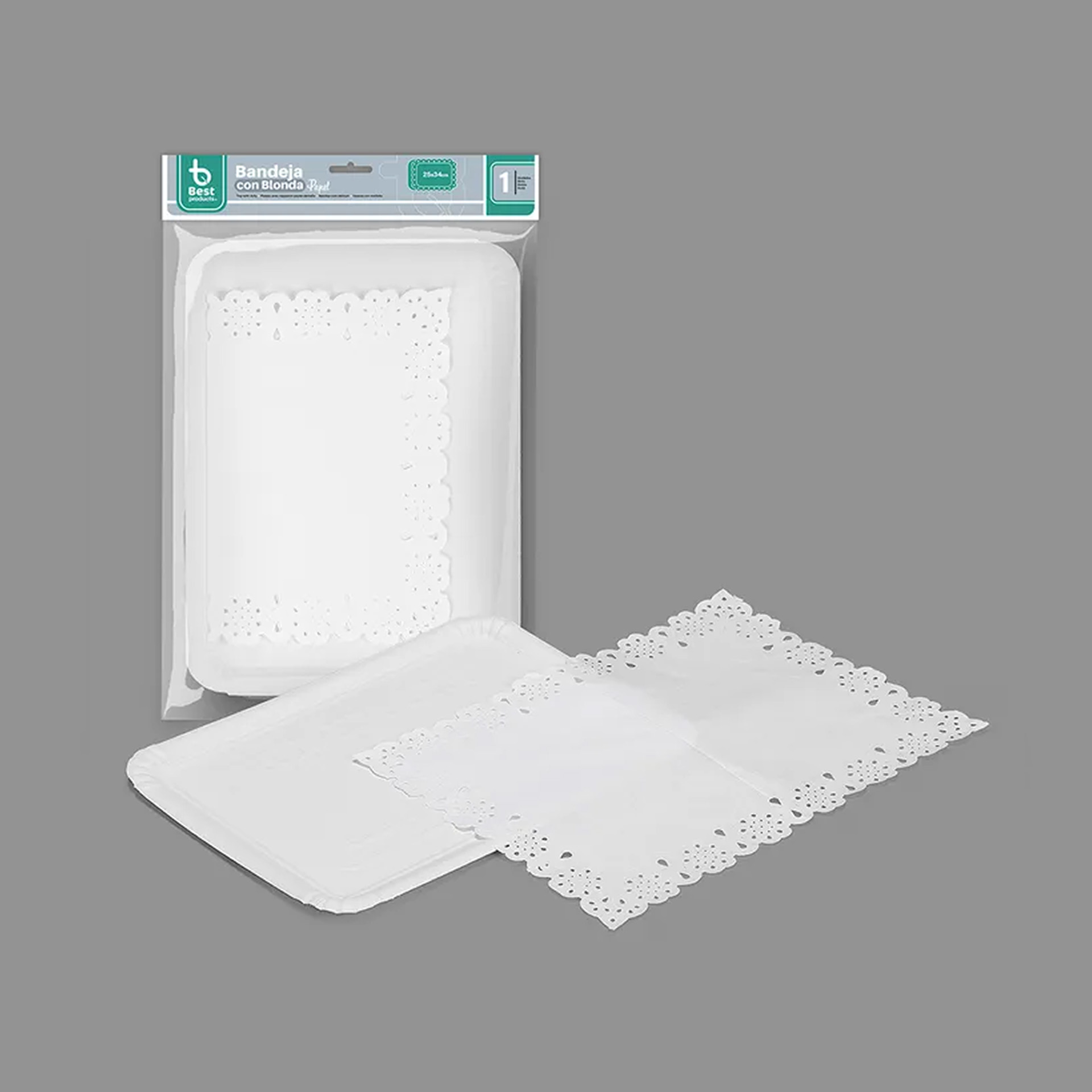 Naperon Papel com Bandeja Retangular Branco