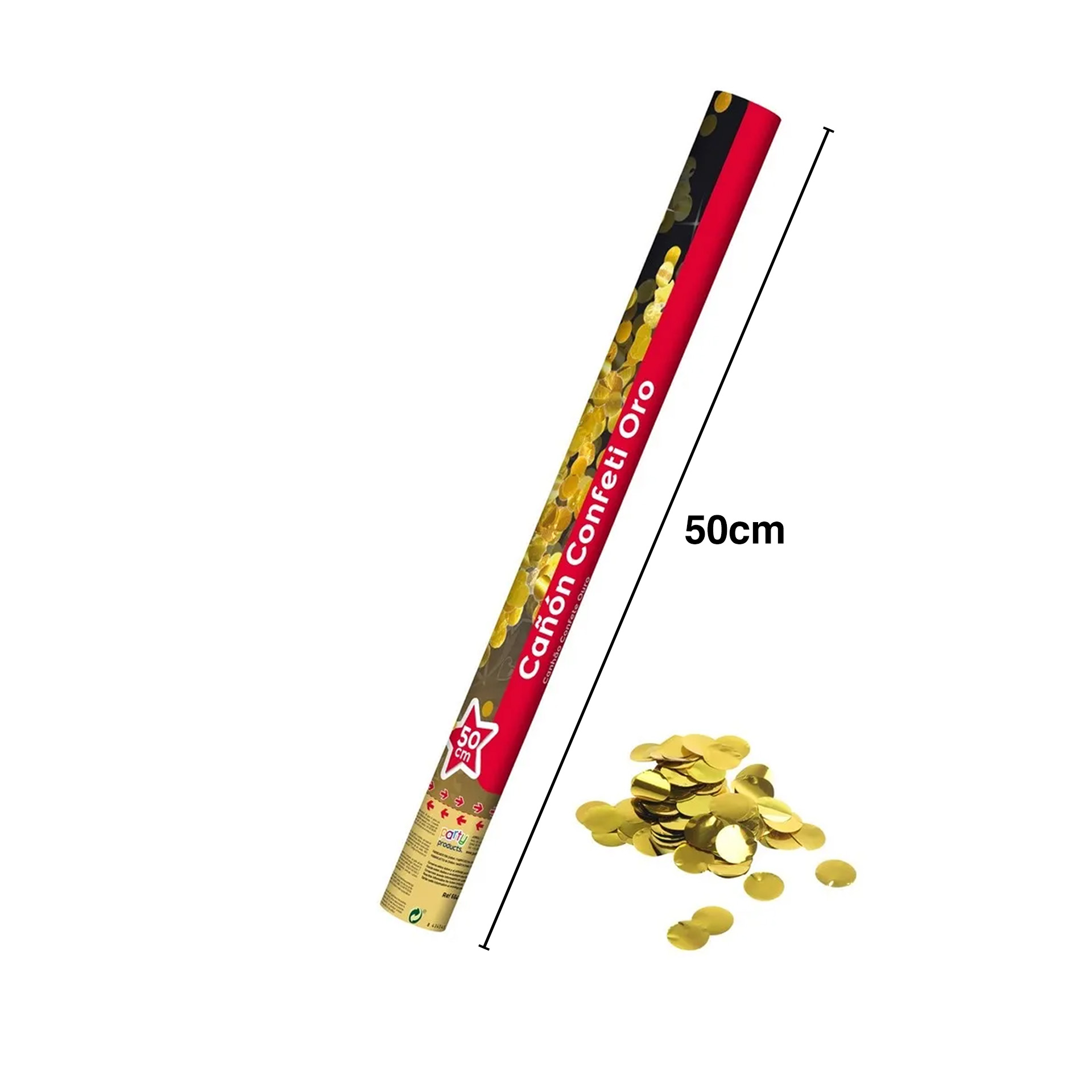 Tubo Confetis Dourado 50cm