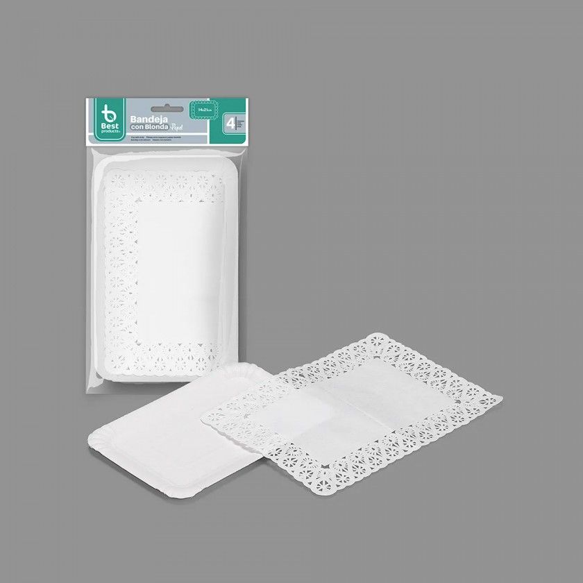 Naperon Papel com Bandeja Retangular Branco 14X21cm Pack 4 Naperon Papel com Bandeja Retangular Branco 14X21cm Pack 4