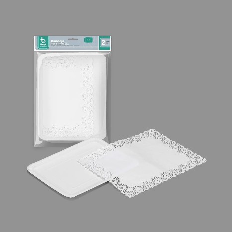 Naperon Papel com Bandeja Retangular Branco 22X28cm Pack 2 - Image product