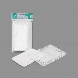 Naperon Papel com Bandeja Retangular Branco 14X21cm Pack 4
