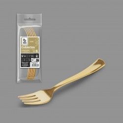 Garfo Plstico Reutilizvel Dourado 18.5cm Pack 6