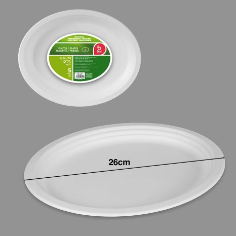 Travessa Biodegradável Cana Açucar Oval 26cm Pack 5 - Image product