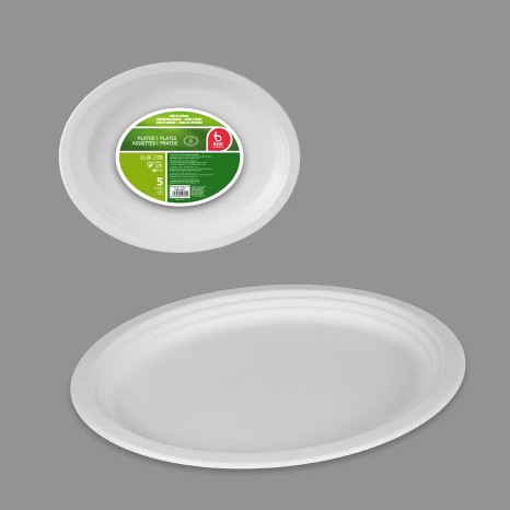 Travessa Biodegradável Cana Açucar Oval 26cm Pack 5 - Image product